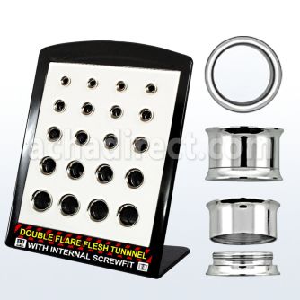 brpg149c display 20 dilatadores tunel doble flare acero rosca interna 2g 916 6mm 14mm distribuidor