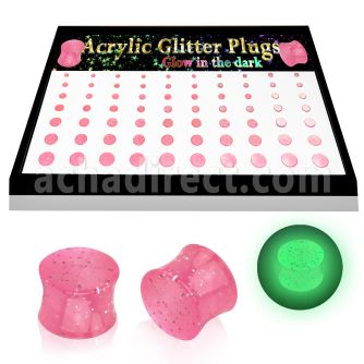 brpg164 display 70 dilataciones plug acrilicas doble uso plug glitter dia plug brilla oscuridad noche 3mm 12mm distribuidor