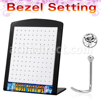 brs102 display 120 piercing nariz l acero quirurgico 1mm redonda 2mm cristal bisel claros al por mayor