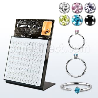 brselz2 display unidades aro continuo acero cz colores variados
