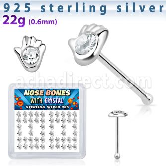 bxhdc caja display 52 plata esterlina 925 piercing nariz hueso 0 6mm mano cristal al por mayor