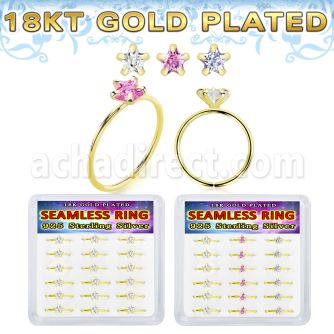 bxnhmx7g 18k plated silver seamless nose ring 22g star 18pcs