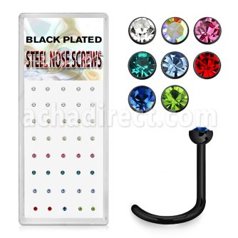 bxns5b caja 40 piercing nariz l acero quirurgico anodizado negro cristal redondo 2mm distribuidor mayorista