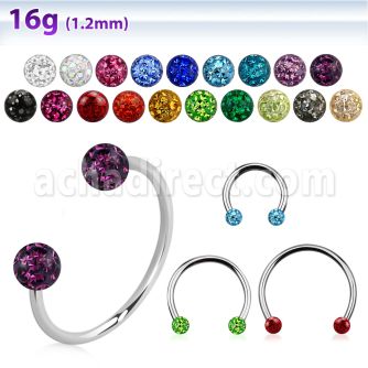 cbefr3l barbell circular diametro acero 316l bolas 3mm multi cristal usar como arete distribuidor