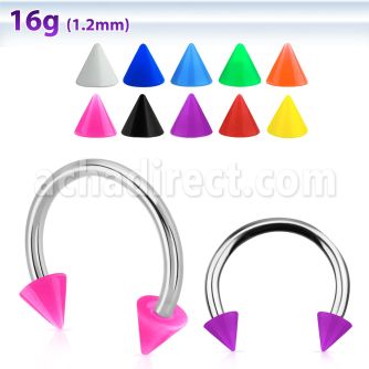cbesacn barbell circular acero quirurgico conos acrilicos color liso 3mm al por mayor