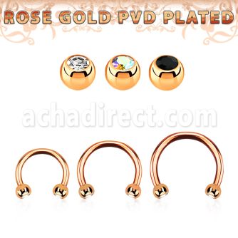 cbett2c barbell circular acero quirurgico pvd oro rosa bolas 3mm joya bisel distribuidor