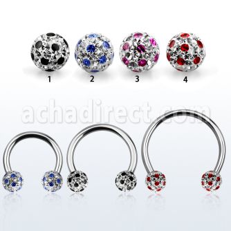 cbmfa6l barbell circular diametro acero 316l bolas 6mm multi cristal ferido puntos usar como arete distribuidor mayorista