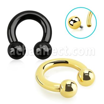 cbrt6 barbell circular acero quirurgico pvd negro 4mm bolas 8mm rosca interna al por mayor