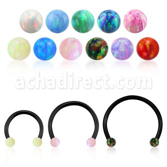 cbstop3l barbell circular diametro acero 316l anodizado bolas opalo 3mm usar como arete al por mayor