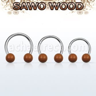 cbsw5 barbell circular organico barra acero 316l bolas madera sawo 5mm mayorista