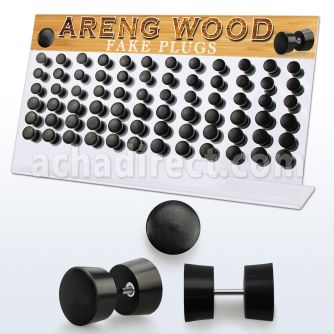 dacb166 display acrilico 72 plugs falsos madera areng barra acero quirurgico 8mm 10mm distribuidor mayorista