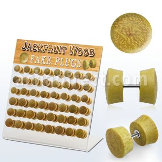 dacb171 display acrilico 48 plugs falsos madera jaca barra acero quirurgico 8mm 10mm al por mayor