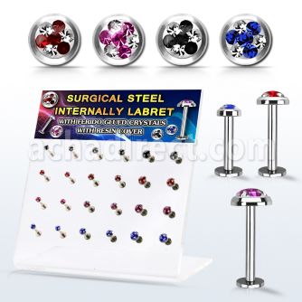 dacb227 display 24 labret acero 316l rosca interna 3 5mm multi cristal ferido triple estrella 516 8mm distribuidor