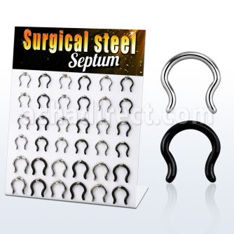 dapg176 display 36 retainers septum acero 316l pvd negro brillo espejo campana hacia fuera 2 al por mayor