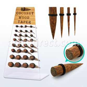 dapg65 display 32 expansores madera coco anillos goma dobles 2mm 10mm mayorista