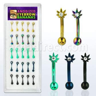 dbnem10 caja 25 bananas ceja acero quirurgico anodizado bola 3mm marihuana cristal claro 8mm al por mayor