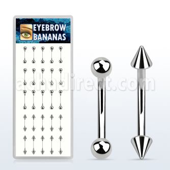dbnem8 caja 25 bananas ceja acero quirurgico bolas conos 3mm 8mm 10mm distribuidor mayorista
