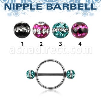 dfrnpe5 pezonera redonda acero quirurgico barbell acero 316l bolas multi cristal 5mm triple linea al por mayor