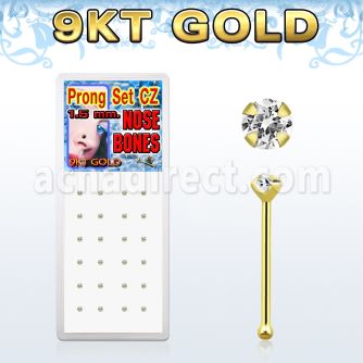 dgbz9c caja 24 piercing nariz hueso oro 9 kts 0 6mm zirconia claras redondas 1 5mm venta
