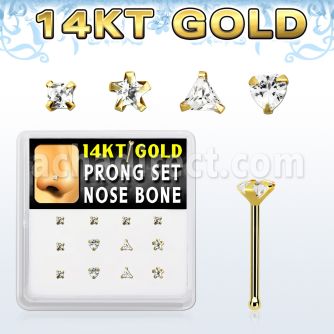 dgnb17 caja 12 piercing nariz oro 14 kts 0 6mm 3mm zirconia formas cuadrado estrella tri corazon distribuidor