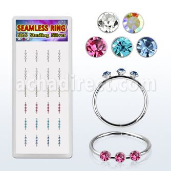 dhma9 display 24 aro continuo plata 925 tres cristal 1 5mm 10mm distribuidor mayorista
