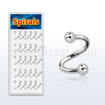 djspe2 caja 25 espirales ceja acero quirurgico bolas 3mm 8mm 10mm venta