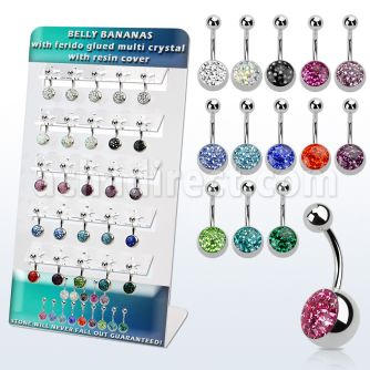 dmix13 display acrilico 25 piercings ombligo acero quirurgico media bola acero 10mm cristles ferido bola acero liso 5mm distribuidor mayorista