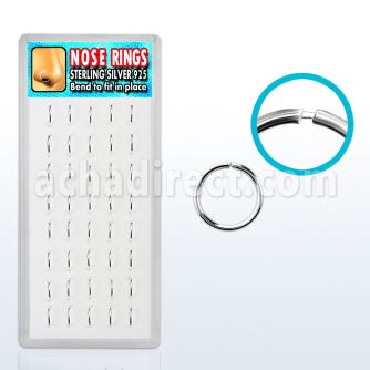 dnsm12 display 40 aros nariz continuos plata esterlina 925 1mm 8mm al por mayor
