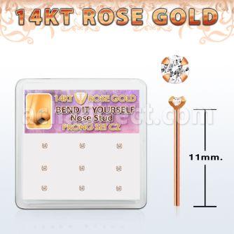 drys20 caja display 9 piercing nariz doblar tu mismo oro rosa 14 kts 0 6mm zirconia redonda 1 5mm distribuidor