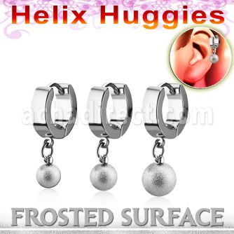 ehhfo pendiente huggie helix acero inoxidable bola acero escarchada se vende por pieza venta