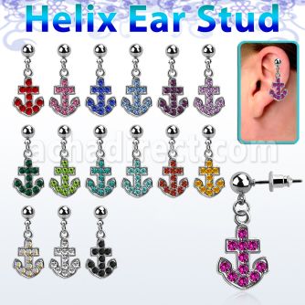 erbd391 piercing oreja helix acero quirurgico bola ancla cristal vendido por pieza distribuidor mayorista