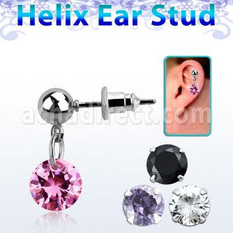 erbz407 piercing oreja acero quirurgico bola zircona 8mm redonda se vende por pieza distribuidor mayorista