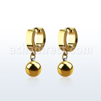 ergbt8 pendiente huggie oreja acero inoxidable pvd dorado colgante bola acero 8mm mayorista