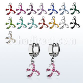 erh588 par pendientes huggie oreja acero inoxidable brillo espejo colgante arco cristal tachonado mayorista