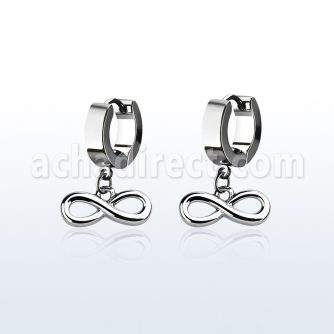 erh618 par pendientes huggie oreja acero inoxidable brillo espejo colgante infinito mayorista