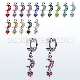 erhmh par pendientes huggie oreja acero inoxidable brillo espejo colgante luna corazon distribuidor