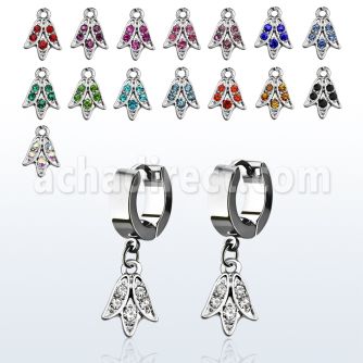 erhtu1 par pendientes huggie oreja acero inoxidable brillo espejo colgante cristal flor tulipan al por mayor