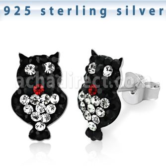 esfd36m par piercing oreja plata 925 buho multi cristal ferido distribuidor mayorista