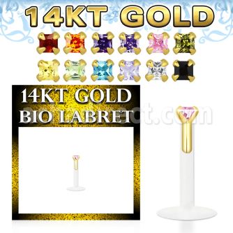 gbizqm labret bio flexible transparente presion oro 14 kts zirconita cuadrada 2mm distribuidor mayorista