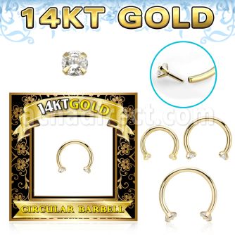 gcbz 14k gold circular barbell 16g threadless push pin cz