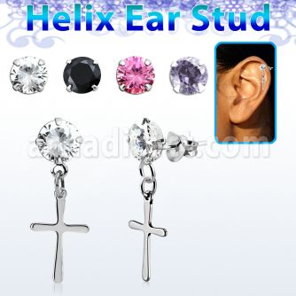 hexzd36 piercing helix plata esterlina 925 lisa colgante cruz lisa al por mayor
