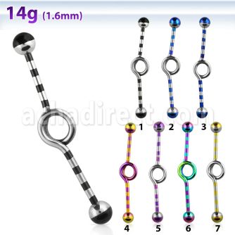 idbt14 barbell industrial loop con aro acero 316l pvd rayas cebra bolas 5mm 35mm distribuidor mayorista