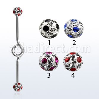 inbfr5a barbell industrial loop acero 316l bolas multi cristal 5mm puntos venta