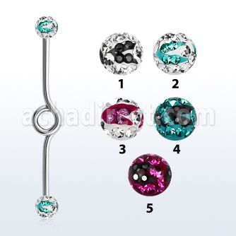 inbfr5c barbell industrial loop acero 316l bolas multi cristal 5mm rayas cebra mayorista