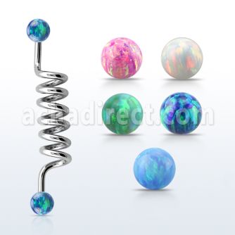 indop5 barbell industrial espiral acero quirurgico bolas opalo 5mm al por mayor