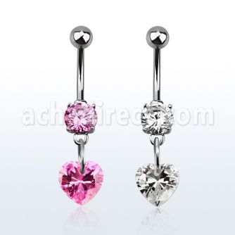 mcdz529 piercing ombligo acero quirurgico zirconia 8mm zirconia corazon 9mm distribuidor