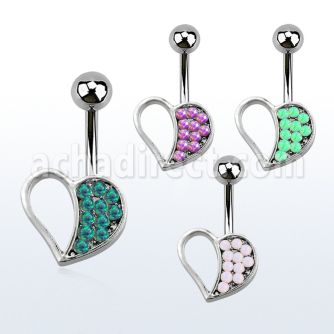 mcop494 piercing ombligo acero quirurgico corazon opalos sinteticos 10mm distribuidor mayorista