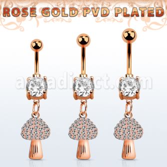 mdrz764c piercing ombligo acero 316l oro rosa zirconita redonda 8mm colgante seta cristal oro rosa distribuidor mayorista