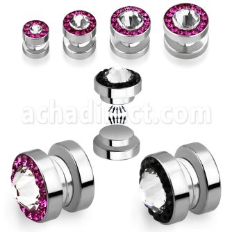 mpgcb plug falso acero magnetico cristal swarovski claro ferido centro cristal plana al por mayor