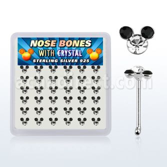 nbmos36b caja display 36 piercing nariz hueso plata esterlina 925 0 6mm 3 cristal redondos cara raton venta